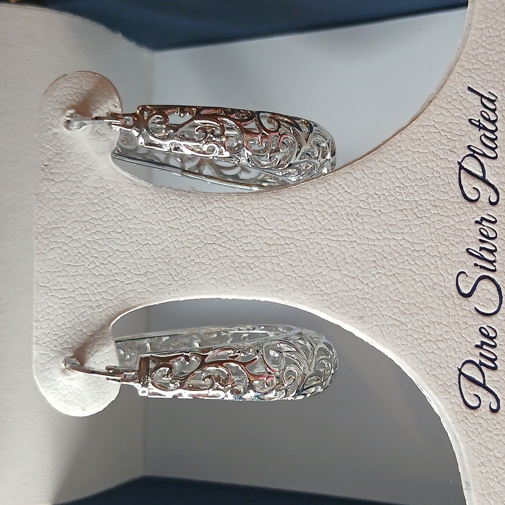 Silver Reflection Pure Silver Plated Earrings - image 1